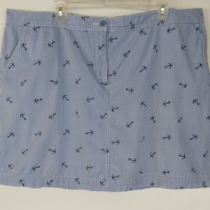Karen Scott 18W Navy Nautical Anchor Skort